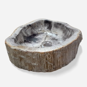 Cuba de Banheiro Madeira Petrificada Natural Apoio at&eacute; 50 cm (Kayu)