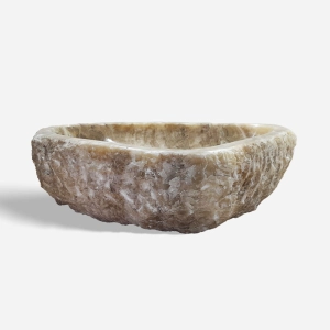 Cuba de Banheiro Mármore Ônix Rústica Apoio Redonda até 50 cm (Gili)