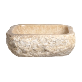 Produto Cuba de Banheiro Mármore Ônix Rústica Apoio Retangular até 50 cm (Gili)