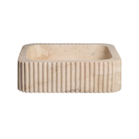 Produto Cuba de Banheiro Mármore Ônix Vanilla Apoio Retangular 40x30 cm (Riau)
