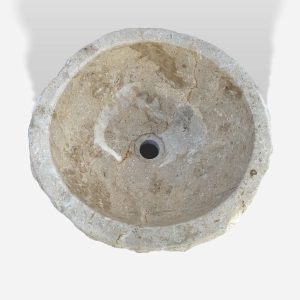 Cuba de Banheiro Mármore Ônix Vanilla Piso Redonda 40 cm (Riau Rústica)