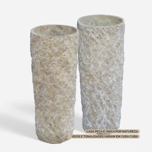 Cuba de Banheiro Mármore Ônix Vanilla Piso Redonda 40 cm (Riau Rústica)