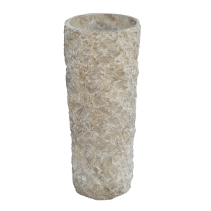 Cuba de Banheiro Mármore Ônix Vanilla Piso Redonda 40 cm (Riau Rústica)