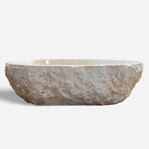 Cuba de Banheiro M&aacute;rmore &Ocirc;nix Vanilla R&uacute;stica Apoio Elipse at&eacute; 50 cm (Riau)