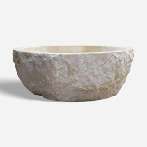 Cuba de Banheiro Mármore Ônix Vanilla Rústica Apoio Redonda até 50 cm (Riau)