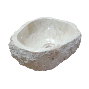 Cuba de Banheiro Mármore Ônix Vanilla Rústica Apoio Redonda até 50 cm (Riau)