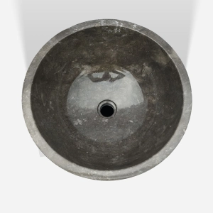 Cuba de Banheiro Pedra Vulcânica Piso Redonda 40 cm (Jawa Polida)