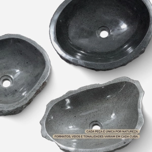 Cuba de Banheiro Pedra Vulcânica Rústica Apoio até 50 cm (Jawa)