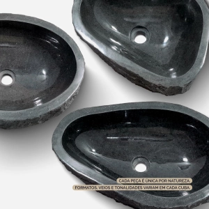 Cuba de Banheiro Pedra Vulc&acirc;nica R&uacute;stica Apoio at&eacute; 60 cm (Jawa)