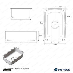 Cuba de Cozinha Inox Retangular 59x37 cm (Miura Rosé Gold Fosca)
