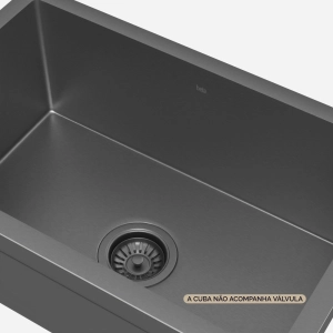 Cuba de Cozinha Inox Retangular 59x37 cm (Nara Grafite Fosca)