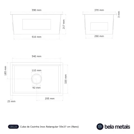 Cuba de Cozinha Inox Retangular 59x37 cm (Nara Ouro Fosca) Produto Cuba de Cozinha Inox Retangular 59x37 cm (Nara Ouro Fosca)