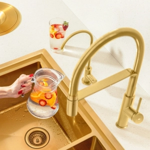 Cuba Dupla de Cozinha Inox Retangular 73x50 cm (Kai Dourada Fosca)