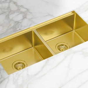 Cuba Dupla Workstation de Cozinha Inox 82x41 cm (Kobe Dourada Fosca)