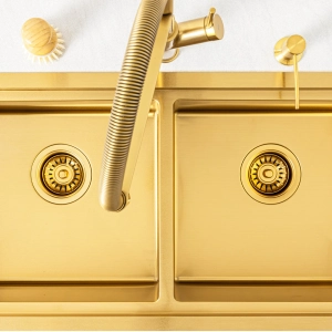 Cuba Dupla Workstation de Cozinha Inox 82x41 cm (Kobe Dourada Fosca)