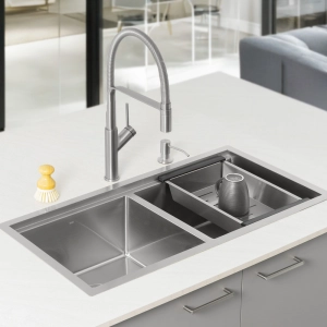 Cuba Dupla Workstation de Cozinha Inox 82x41 cm (Kobe Escovada)