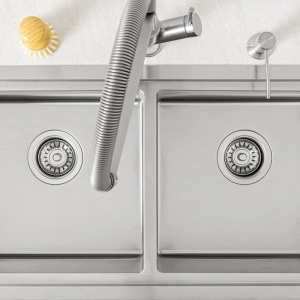 Cuba Dupla Workstation de Cozinha Inox 82x41 cm (Kobe Escovada)