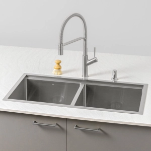 Cuba Dupla Workstation de Cozinha Inox 82x41 cm (Kobe Escovada)