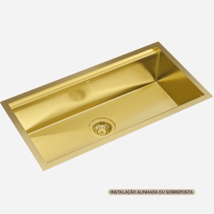 Cuba Workstation de Cozinha Inox 78x41 cm (Osaka Dourada Fosca)