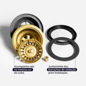 Cuba Workstation de Cozinha Inox 78x41 cm (Osaka Dourada Fosca)