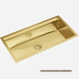 Cuba Workstation de Cozinha Inox 78x41 cm (Osaka Ouro Fosca) - Outlet Produto Cuba Workstation de Cozinha Inox 78x41 cm (Osaka Ouro Fosca) - Outlet