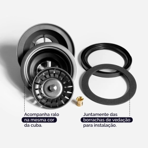 Cuba Workstation de Cozinha Inox 78x41 cm (Osaka Grafite Fosca)