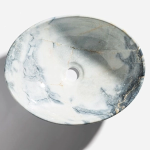 Cuba de Banheiro Lou&ccedil;a Apoio Oval 41 cm (Bari M&aacute;rmore Milano)