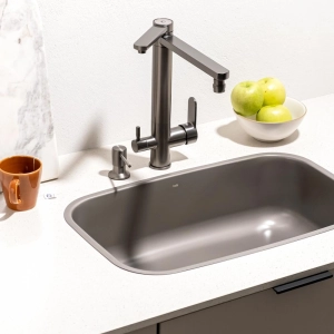 Cuba de Cozinha Inox Retangular 59x37 cm (Miura Cinza Fosca)