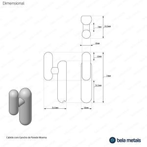 Cabide com Gancho de Parede Zamac (Moema Rosé Gold Fosco)