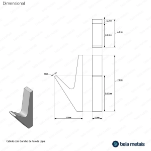 Cabide com Gancho de Parede Zamac (Lapa Preto Fosco)