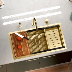 Kit Cuba Workstation Inox com Acess&oacute;rios (Osaka Ouro Fosca)