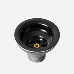 Válvula Inox para Cuba Cozinha 4 1/2" com Tampa (Preta Fosca)