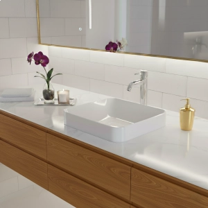 Cuba de Banheiro Lou&ccedil;a Sobrepor Quadrada 38 cm (&Aacute;gata Branca)