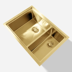 Cuba Dupla Workstation de Cozinha Inox Retangular 73x50 cm (Kai Ouro Fosca)