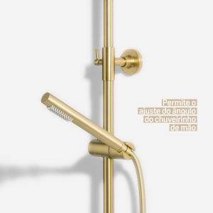 Ducha Coluna de Inox Redonda 25 cm (Dourada Fosca)