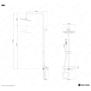 Ducha Coluna de Inox Redonda 25 cm (Dourada Fosca)