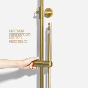 Ducha Coluna de Inox Redonda 25 cm (Dourada Fosca)