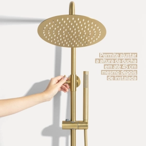 Ducha Coluna de Inox Redonda 25 cm (Dourada Fosca)