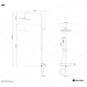 Ducha Coluna de Inox Redonda 25 cm (Preta Fosca)