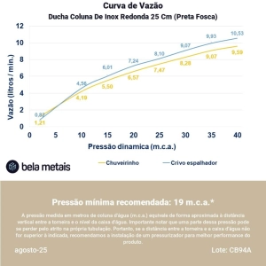 Ducha Coluna de Inox Redonda 25 cm (Preta Fosca)