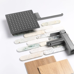 Ducha de Inox Quadrada 20x20 cm de Parede (Grafite Fosca)