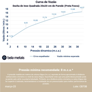 Ducha de Inox Quadrada 20x20 cm de Teto (Preta Fosca)