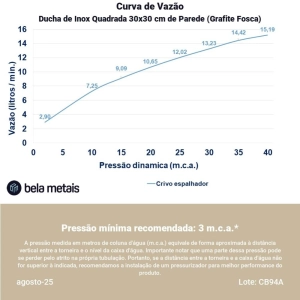 Ducha de Inox Quadrada 30x30 cm de Parede (Grafite Fosca)