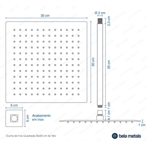 Ducha de Inox Quadrada 30x30 cm de Teto (Rosé Gold)