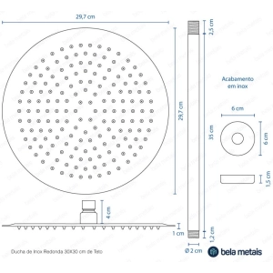 Ducha de Inox Redonda 30 cm de Teto (Ros&eacute; Gold Fosca)