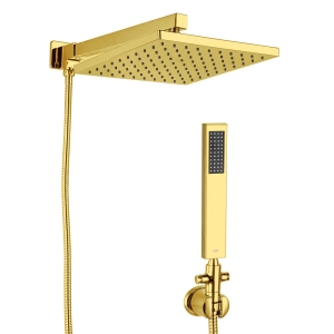 Ducha Quadrada 25x25 cm de Parede com Desviador (Vitalis Dourado)