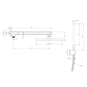 Ducha Quadrada 25x25 cm de Parede com Desviador (Vitalis Escovada)