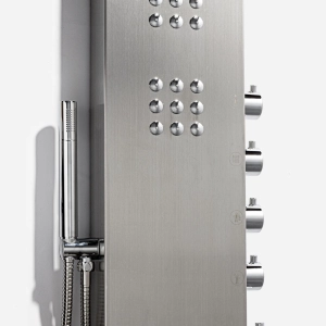 Ducha Vertical com Hidro Cascata e Led Square (Inox Escovada)