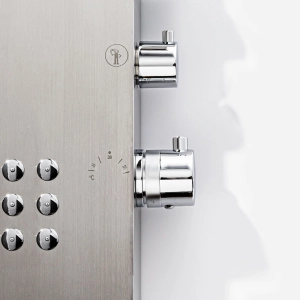 Ducha Vertical com Hidro Cascata e Led Square (Inox Escovada)