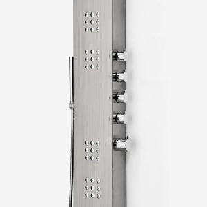 Ducha Vertical com Hidro Cascata e Led Square (Inox Escovada)